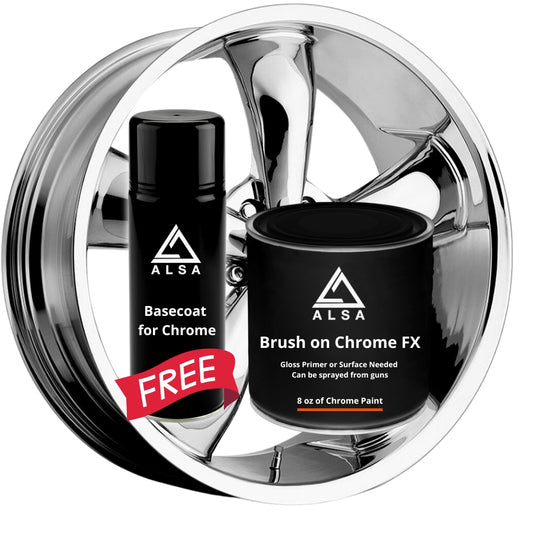 Genuine Alsa Chrome Paint 8 oz with FREE 8 oz Basecoat - True Mirror Finish - Scratch Resistant with No Topcoat Needed Guaranteed