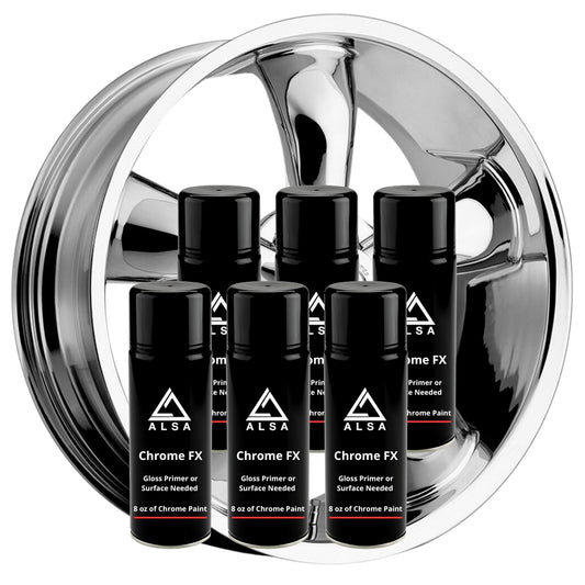 Genuine Alsa Chrome Paint - with Bonus Free Gloss Basecoat (Pack of 6)- True Mirror Finish - Scratch Resistant with No Topcoat Needed Guaranteed