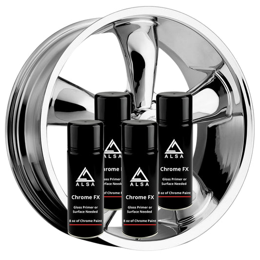 Genuine Alsa Chrome Paint - with Bonus Free Gloss Basecoat (Pack of 4)- True Mirror Finish - Scratch Resistant with No Topcoat Needed Guaranteed