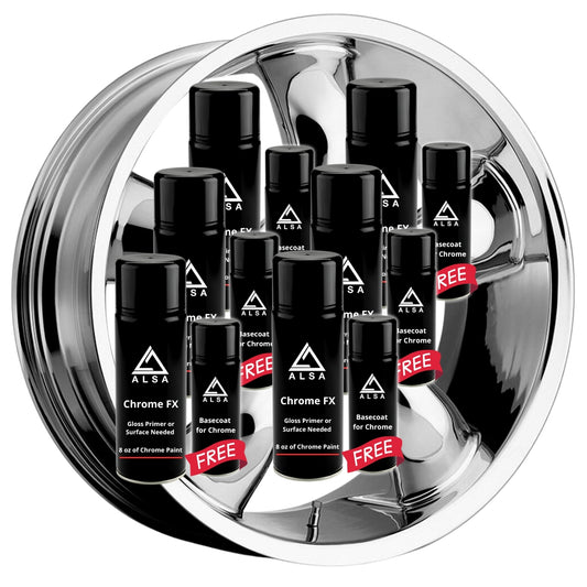 Genuine Alsa Easy Chrome FX – 12 Spray Can Bundle (6 Chrome FX + Free 6 Basecoats) – True Mirror Finish Guaranteed