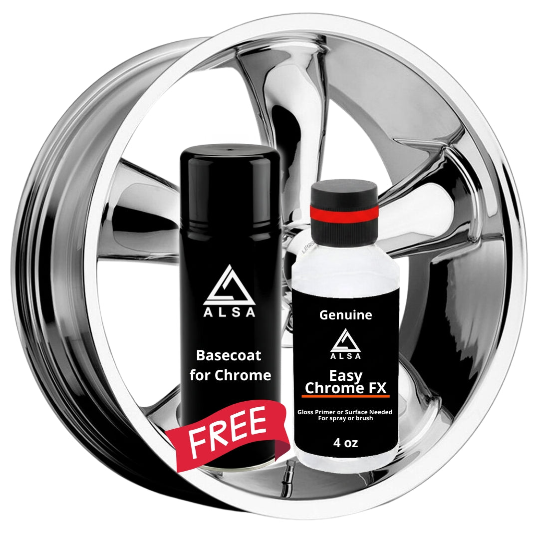 Genuine Alsa Chrome Paint 4 oz with FREE 8 oz Basecoat - True Mirror Finish - Scratch Resistant with No Topcoat Needed Guaranteed