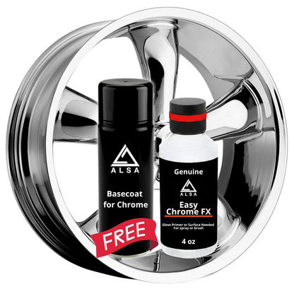 Genuine Alsa Chrome Paint 4 oz with FREE 8 oz Basecoat - True Mirror Finish - Scratch Resistant with No Topcoat Needed Guaranteed